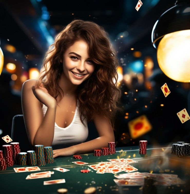 Dealer profesional menghadirkan putaran Casino Hold'em secara langsung di studio gegeslot